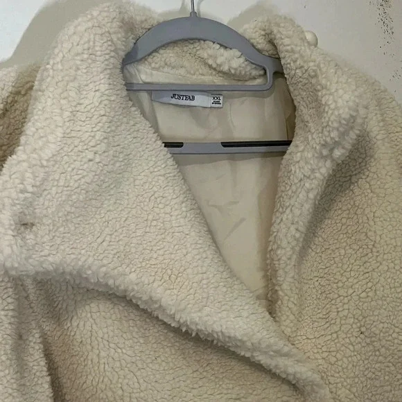 Just Fab faux shearling wrap jacket new with the tag bone white XXL - Picture 13 of 16